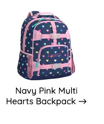 NAVY PINK MULTI HEARTS BACKPACK