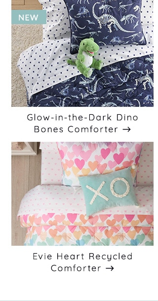 NEW - SHOP GLOW-IN-THE-DARK DINO BONES COMFORTER