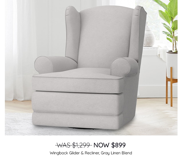 WINGBACK GLIDER & RECLINER, GRAY LINEN BLEND