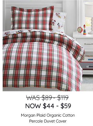 MORGAN PLAID ORGANIC COTTON PERCALE DUVET COVER