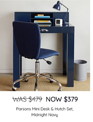 PARSONS MINI DESK & HUTCH, MIDNIGHT NAVY