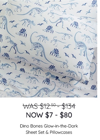 DINO BONES GLOW-IN-THE-DARK SHEET SET & PILLOWCASES