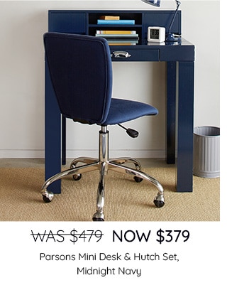 WAS $479, NOW $379 - SHOP PARSONS MINI DESK & HUTCH SET, MIDNIGHT NAVY