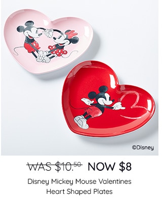 DISNEY MICKEY MOUSE VALENTINES HEART SHAPED PLATES