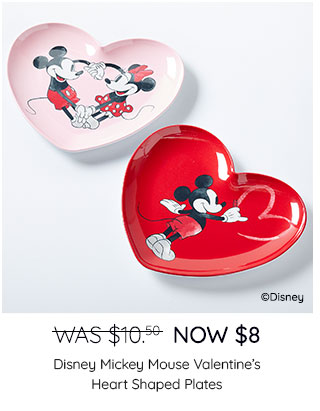 DISNEY MICKEY MOUSE VALENTINES HEART SHAPED PLATES