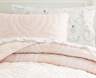 RUCHED HEART QUILT & SHAMS