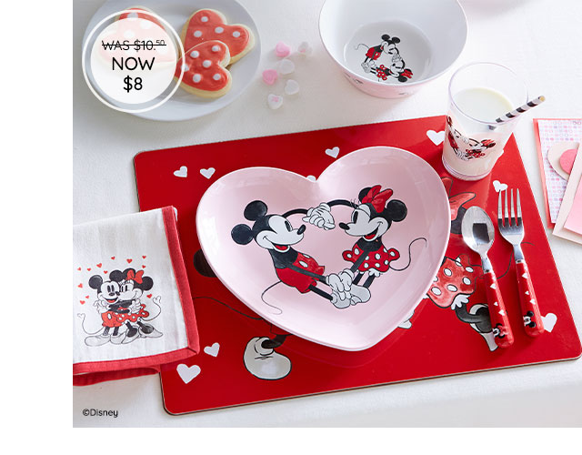 DISNEY MICKEY MOUSE VALENTINES HEART SHAPED PLATES