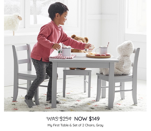 WAS $254, NOW $149 - MY FIRST TABLE & SET OF 2 CHAIRS, GRAY