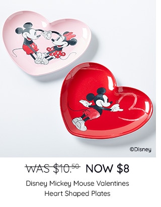 WAS $10.50, NOW $8 - DISNEY MICKY MOUSE VALENTINES HEART SHAPED PLATES