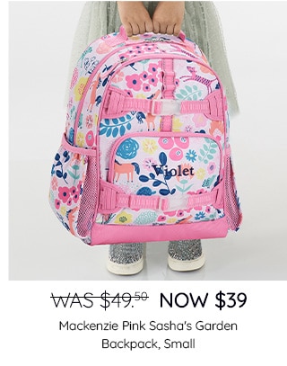 WAS $49.50, NOW $39 - MACKENZIE PINK SASHA'S GARDEN BACKPACK, SMALL