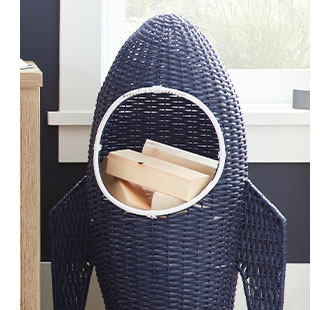 ROCKET SHAPED WICKER BASKET
