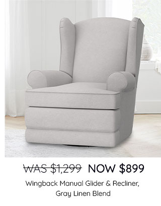 WAS $1,299, NOW $899 - WINGBACK MANUAL GLIDER & RECLINER