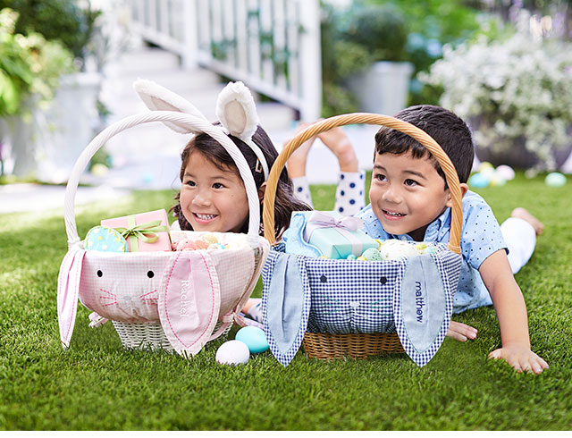 GINGHAM BUNNY FACE EASTER BASKET LINER