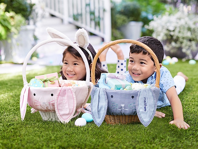 GINGHAM BUNNY FACE EASTER BASKET LINER