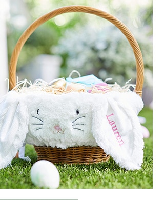 LONG EAR FUR BUNNY EASTER BASKET LINER