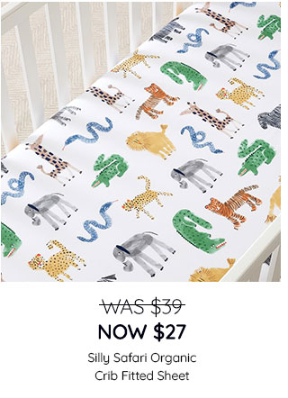 SILLY SAFARI ORGANIC CRIB FITTED SHEET