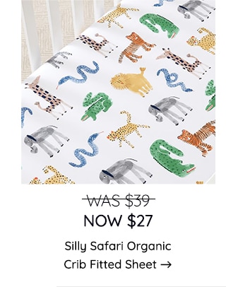 SILLY SAFARI ORGANIC CRIB FITTED SHEET