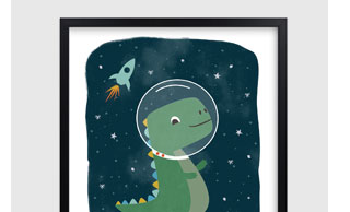 DINOS IN SPACE WALL ART