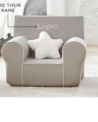 GRAY WITH WHITE PIPING ANYWHERE CHAIR