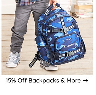 15% OFF BACKPACKS AND MORE