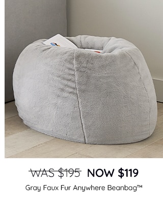 GRAY FAUX FUR ANYWHERE BEANBAG