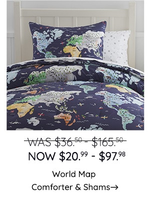 WORLD MAP COMFORTER AND SHAMS