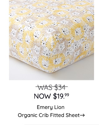 EMERY LION ORGANIC CRIB FITTED SHEET