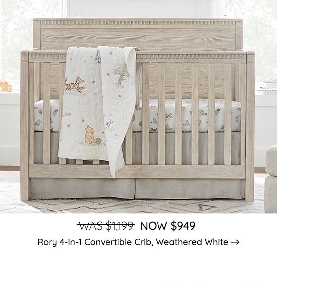 RORY 4-IN-1 CONVERTIBLE CRIB IN WEATHERED WHITE