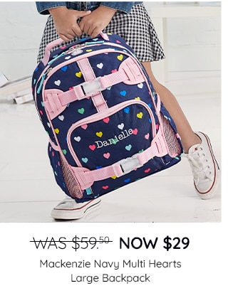 MACKENZIE NAVY MULTI HEARTS LARGE BACKPACK