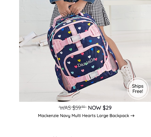 MACKENZIE NAVY MULTI HEARTS LARGE BACKPACK