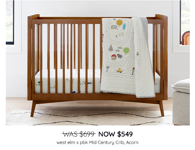 WEST ELM X PBK MID CENTURY CRIB IN ACORN