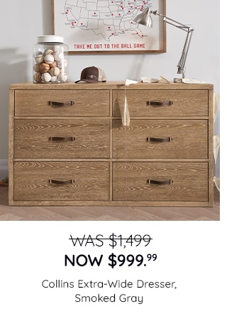 COLLINS EXTRA WIDE DRESSER IN SMOKED GRAY