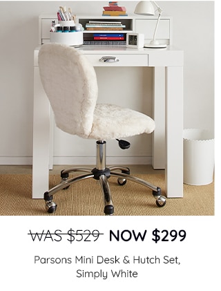 PARSONS MINI DESK AND HUTCH SET IN SIMPLY WHITE