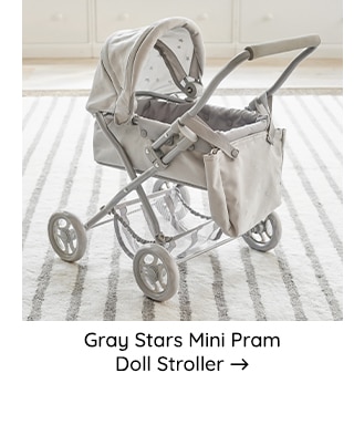 GRAY STARS MINI PRAM DOLL STROLLER