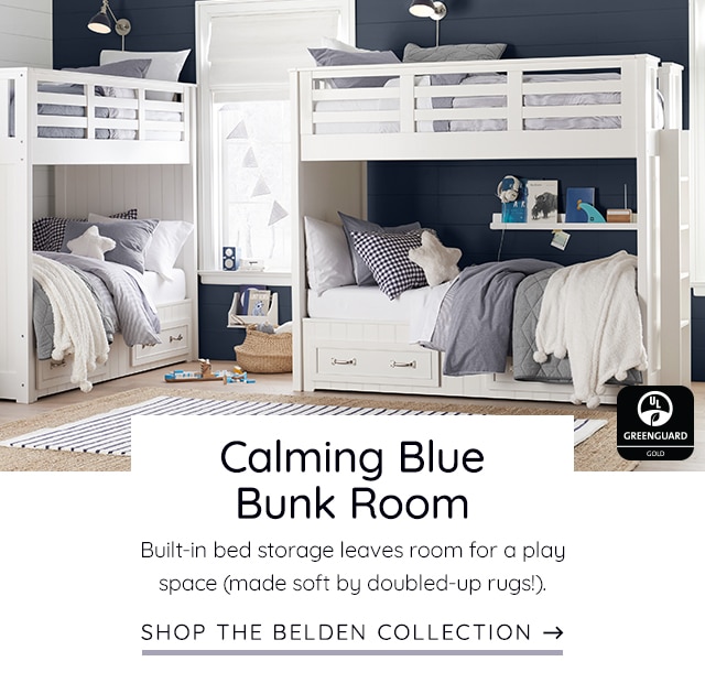 CALMING BLUE BUNK ROOM. SHOP THE BELDEN COLLECTION.