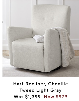 HART RECLINER, CHENILLE TWEED LIGHT GRAY