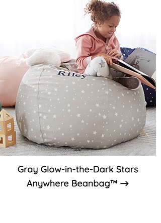 GRAY GLOW-IN-THE-DARK STARS ANYWHERE BEANBAG