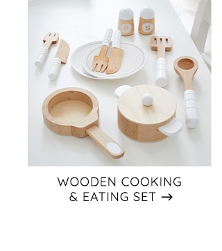 WOODEN COOKING AND EATING SET