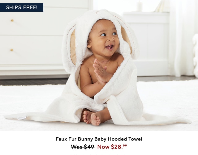 FAUX FUR BUNNY HOODED TOWEL