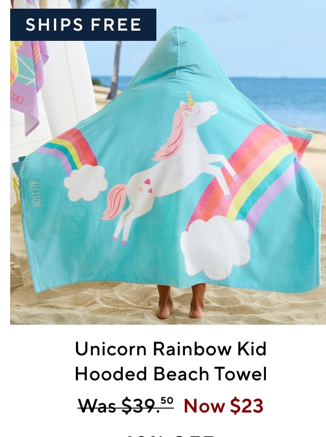 UNICORN RAINBOW KID HOODED BEACH TOWEL