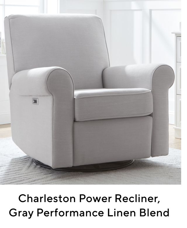 CHARLESTON POWER RECLINER, GRAY PERFORMANCE LINEN BLEND