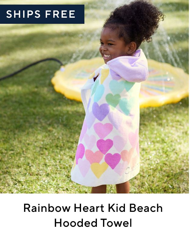 RAINBOW HEART KID BEACH HOODED TOWEL