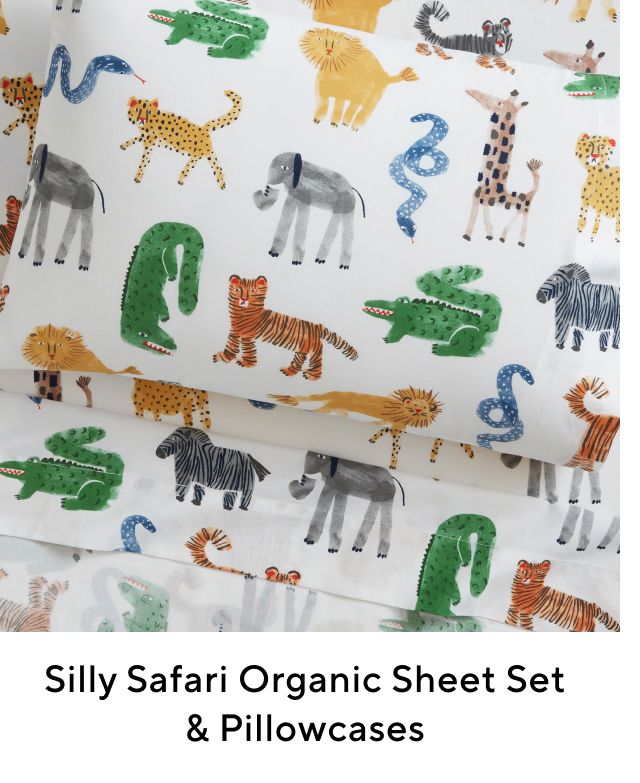 SILLY SAFARI ORGANIC SHEET SET & PILLOWCASES