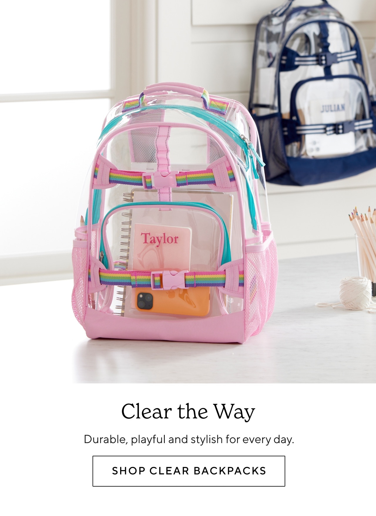 Pottery barn clear clearance backpack