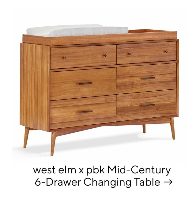 WEST ELM X PBK MID-CENTURY 6-DRAWER CHANGING TABLE