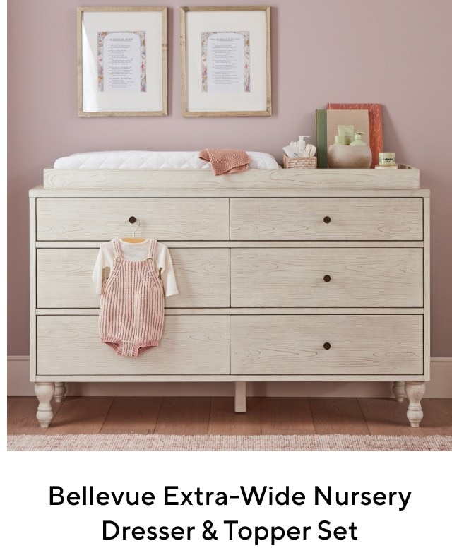 BELLEVUE EXTRA-WIDE NURSERY DRESSER & TOPPER SET