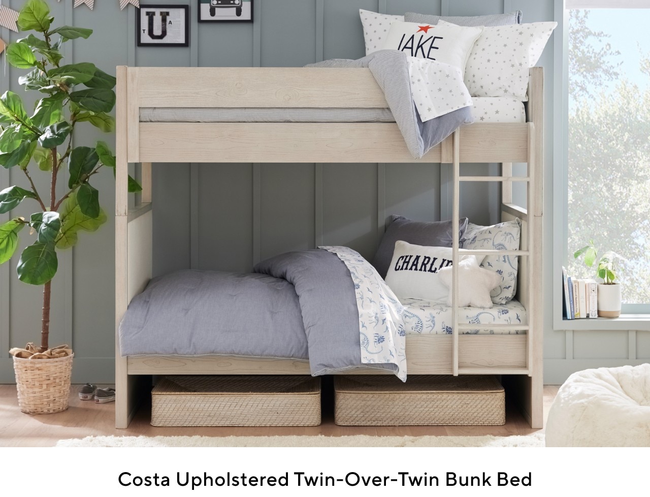 COSTA UPHOLSTERED TWIN-OVER-TWIN BUNK BED