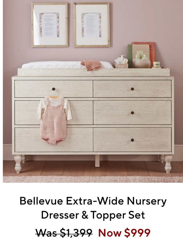 BELLEVUE EXTRA-WIDE NURSERY DRESSER & TOPPER SET