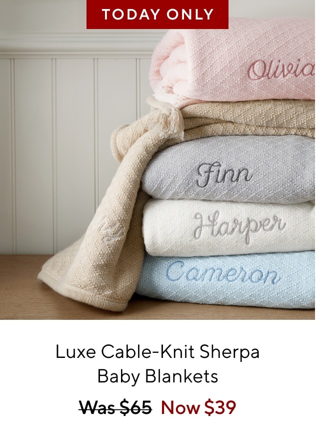 LUXE CABLE-KNIT SHERPA BABY BLANKETS