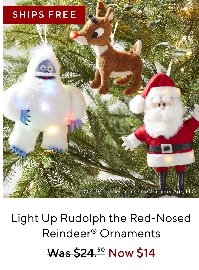 LIGHT UP RUDOLPH THE RED-NOSED REINDEER ORNAMENTS